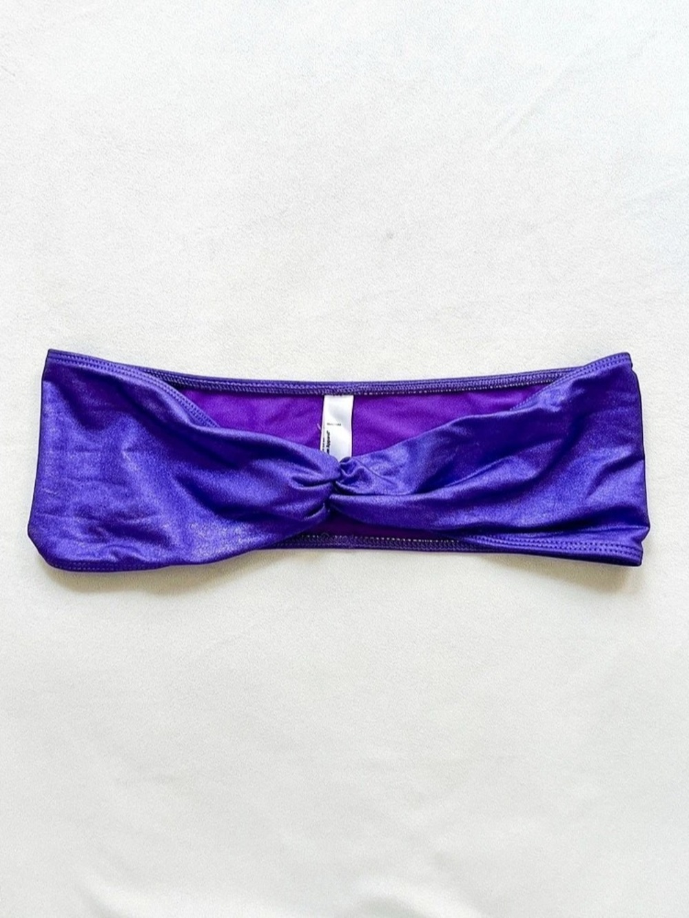 American Apparel Metallic Twist Front Bandeau Bikini Top Purple Large